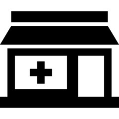 Obraz premium Pharmacy Building Icon Glyph