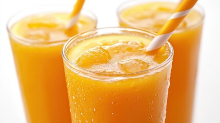 Glass of mango juice. fresh mango smoothie. fresh tropical mango juice. mango juice in transparent background