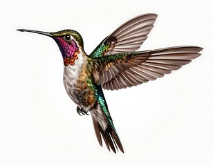 Fototapeta premium Realistic Hummingbird in Mid-Flight with Vibrant Feathers. generated by ai. 