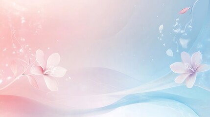 Delicate Pastel Flowers and Flowing Lines Abstract Art