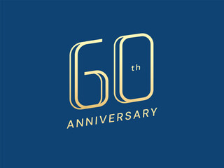 60th Anniversary luxury gold celebration with italic numbers style logo typography vector design concept. Sixty years anniversary gold logo template for celebration event, business company, invitation