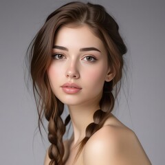 Fototapeta premium arafed woman with long hair and braids posing for a picture