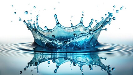Dynamic, vintage-blue water droplets splash, 3D rendered, isolated on white.