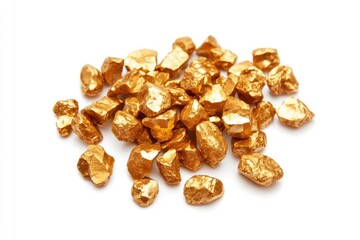 Obraz premium Gold nuggets natural on a white background. Gold nuggets