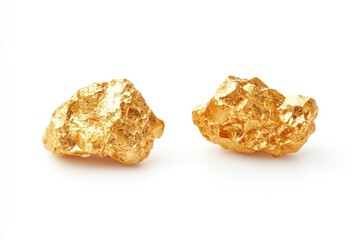 Golden nuggets isolated on white background