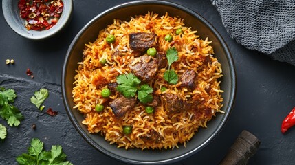 Delicious and spicy mutton biryani