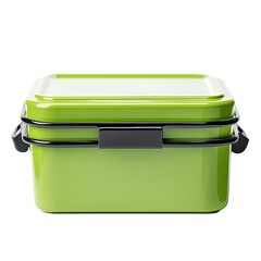 Green lunchbox on white background