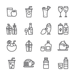 A set of icons for drinks and food items