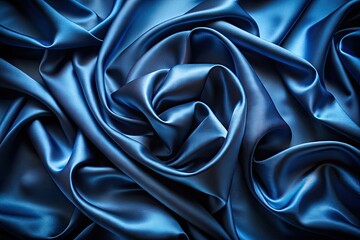 Fototapeta premium Luxurious dark blue satin backdrop, abstract silk texture, premium drone photography, ideal for elegant design.