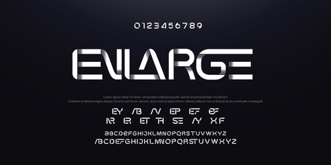 Design Modern abstract digital alphabet font. Minimal technology typography, Creative urban sport fashion futuristic font and with numbers. vector illustration.