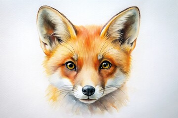 Naklejka premium Master cute fox head watercolor sketching! Easy step-by-step tutorial for beginners.