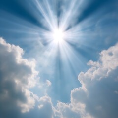 Bright Sun Shining Through Fluffy White Clouds