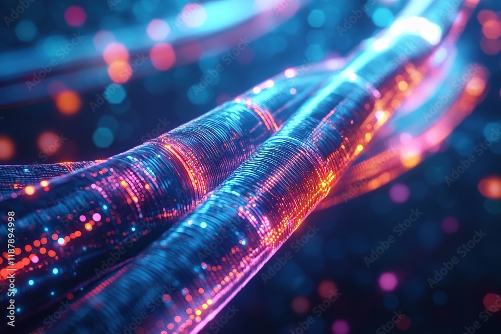 Poster data streams flow smoothly: digital signals transmit information rapidly and securely
