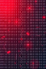 Fototapeta premium Abstract Red, with Binary Code Numbers. Data Breach, Malware, Cyber Attack, Hacking, technology, background 