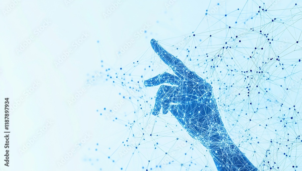 Poster digital hand interacts with network: exploring connections and global data visualization, abstract r