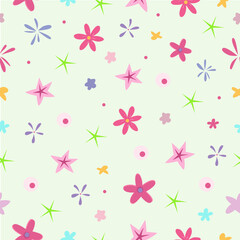 children's pattern, seamless pattern stars flowers