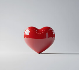 A red heart-shaped glass 3D vector illustration symbolizing romantic love and passion for Valentine's Day
