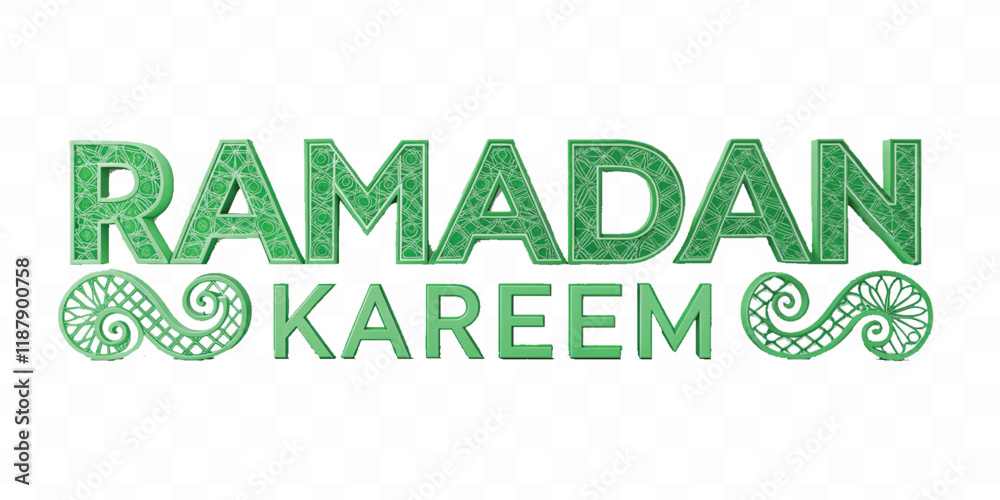 Fototapete abstract 3d ramadan kareem text made with different colour style isolated on white background