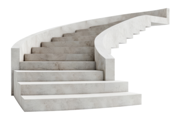 White marble staircase isolated on transparent background