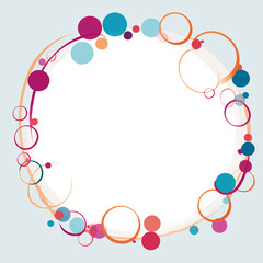 Colorful squiggle flowers frame pattern white background