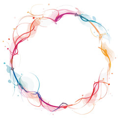 Colorful squiggle flowers frame pattern white background