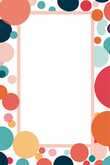 Colorful squiggle flowers frame pattern white background