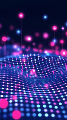 Abstract digital wave with glowing lights