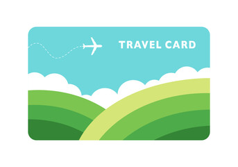 Travel credit card or travel gift card concept in flat design on white background