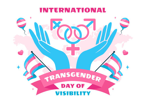 International Transgender Day of Visibility Vector Illustration on March 31, featuring Transgender Pride Flags and Symbols in a Celebratory Background