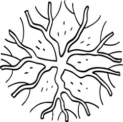 hand drawn cartoon top view of tree illustration.