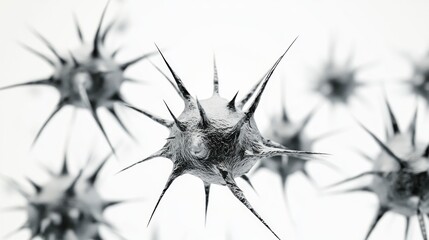grey virus isolated many thorns on a white background