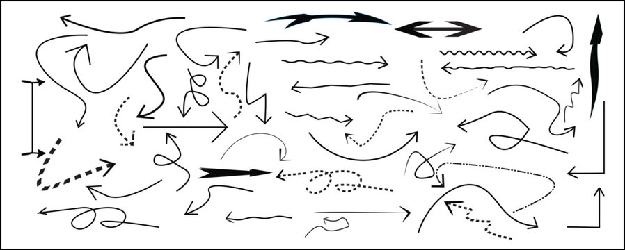 A Collection Of hand Drow Arrows. Set Of Hand Drow Arrows. Vector illustration