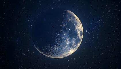 Fototapeta premium Illustration - Crescent Moon and Starry Night Sky