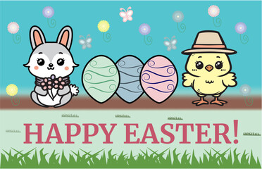 Easter, Christian holiday, school card, easter school card, cute easter card, cute easter design, fun and young easter design, cute, kids easter, fun easter, easter bunny, easter chick, easter eggs