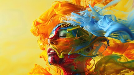 Fototapeta premium Fluid, swirling paint effects in various colors