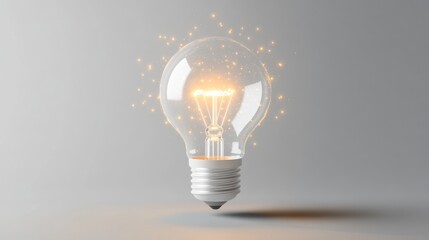 Glowing lightbulb with sparks, idea concept.
