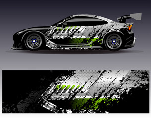 Car wrap design vector. Graphic abstract stripe racing background designs for vehicle, rally, race, adventure and car racing livery