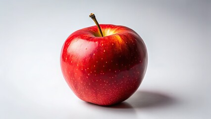 Crisp red apple, close-up studio shot.  Simple, clean background; autumn harvest perfection.