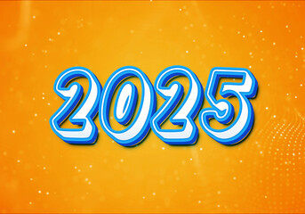 3d Rendering illustration of a bright cartoon 2025 design