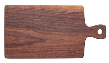 Handmade black walnut wood cutting board on white background. Handmade wooden chopping board. wooden chopping board isolated. wooden board isolated on white background