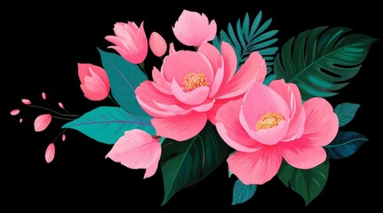 Vibrant Floral Arrangement with Botanical Elements in High Detail for Creative Projects