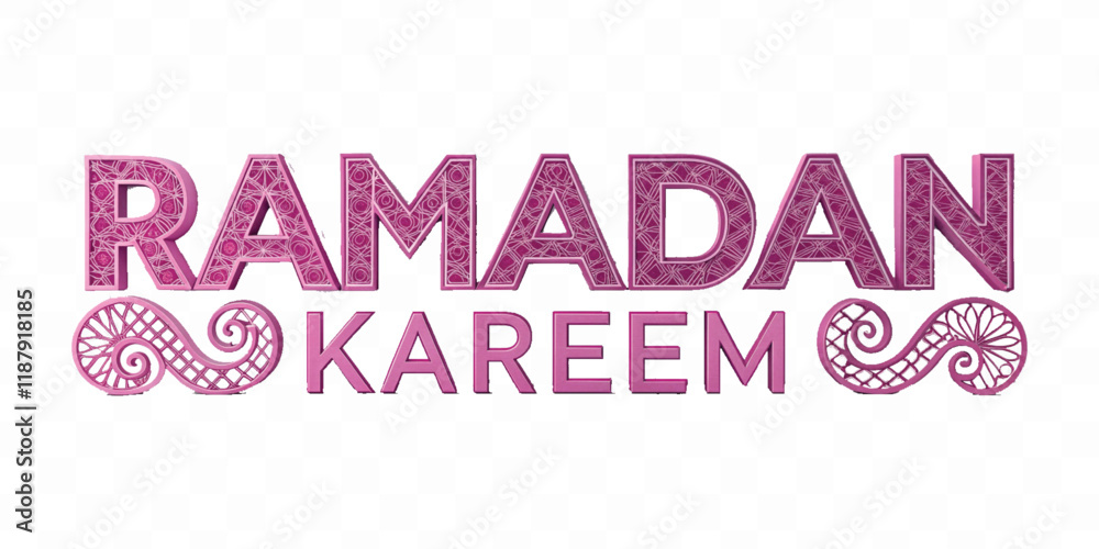 Fototapete abstract 3d ramadan kareem text made with different colour style isolated on white background