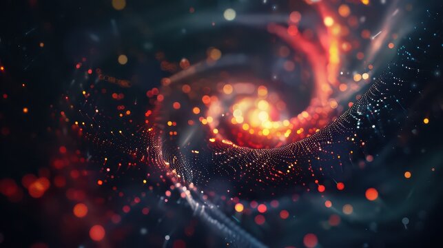 Digital hexagons rotating on a dark background 