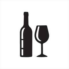 wine bottle and glass