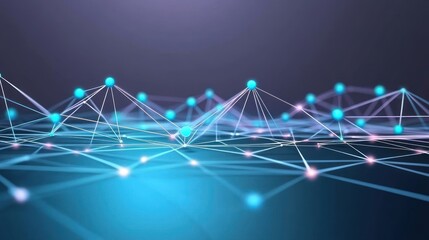 Obraz premium Abstract network connection, digital data flow, glowing nodes and lines. (2)