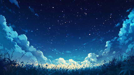 Naklejka premium Beautiful starry sky and clouds landscape