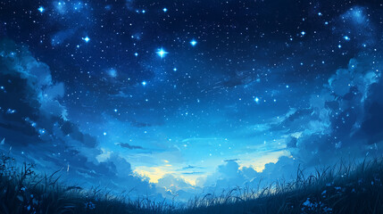 Fototapeta premium Beautiful starry sky and clouds landscape