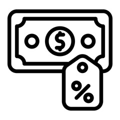 Discount Transaction Line Icon