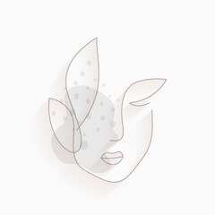 line style simple woman face portrait drawing design
