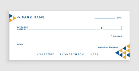 modern blank bank cheque paper mockup